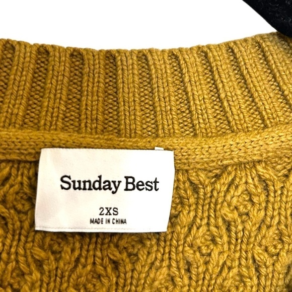 Aritzia Sunday Best Peggy V-Neck Sweater- Merino Wool V-Neck Cable Knit Sweater - Picture 11 of 13